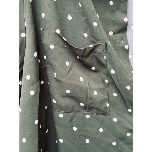 Torrid Womens Olive Green Polka Dot Button-Up Shirt Size 2X  Made In China - Picture 4 of 7